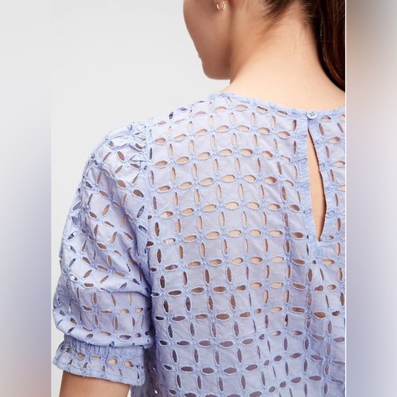 Lilac Puff Sleeve Eyelet Top | Gap | Size XXL - Picture 3 of 7